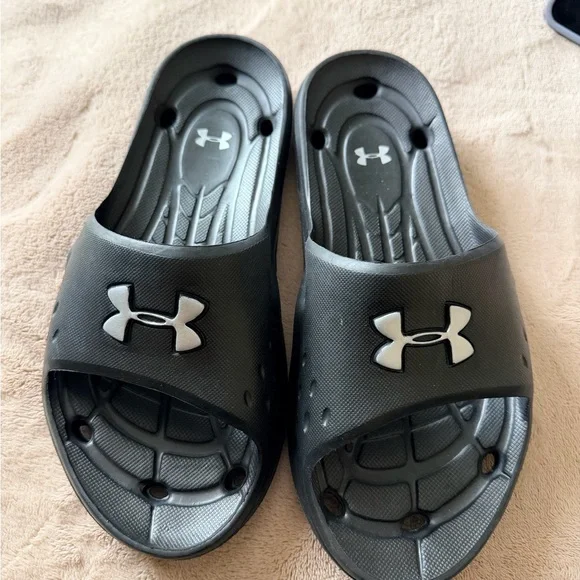 Under Armour Black and Gray Slide Sandals unisex m8 w9 - Picture 1 of 5